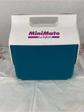 Vintage Igloo MiniMate Cooler Teal Purple Lunch Box Retro Mini Cooler USA Rare